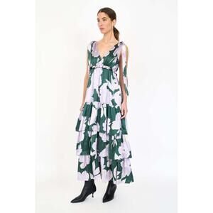 Christy Lynn Silk Satin Green Blossom Dress, $795 NWT, XS, 75% Off! #977